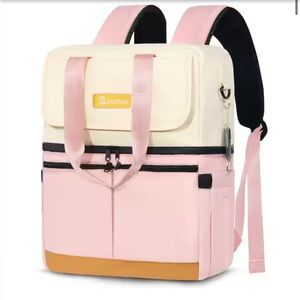 •NWOT Waterproof Leak Proof
Insulated Backpack Cooler Double Decker Pink